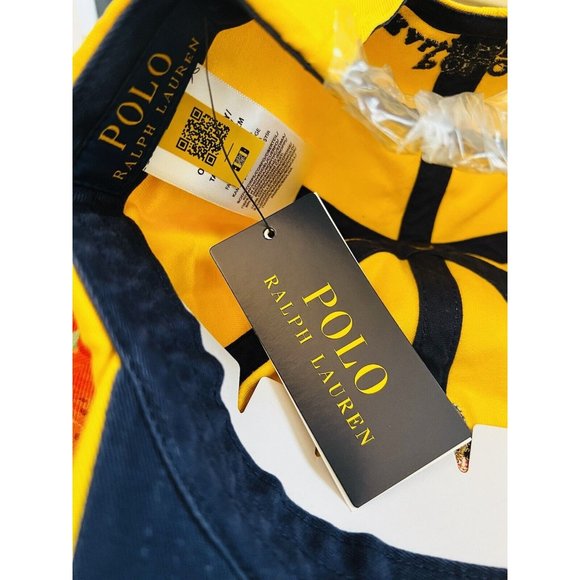 Polo Ralph Lauren Embroidered BIG Polo Bear Chino Cap Hat Yellow - New With Tags - Picture 7 of 16